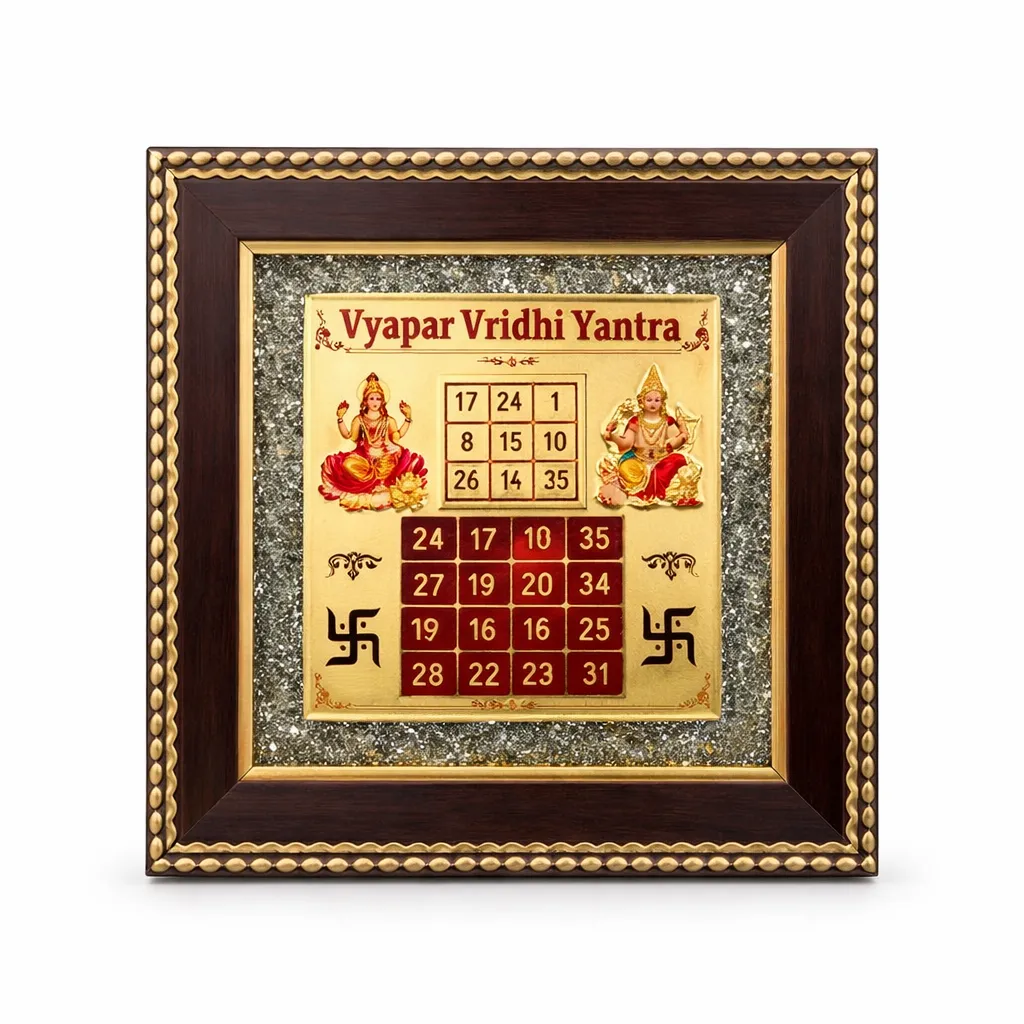 Vyapar Vridhi Yantra Pyrite Frame – Boost Business Growth & Attract Prosperity