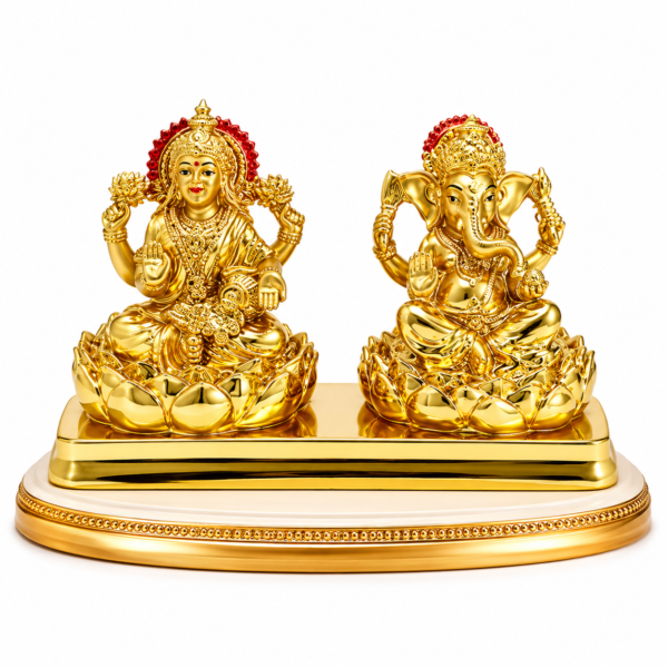 Golden Resin And Metal Laxmi Ganesh