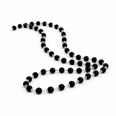 Silver Capped Karungali Mala – Authentic Ebony Wood Necklace