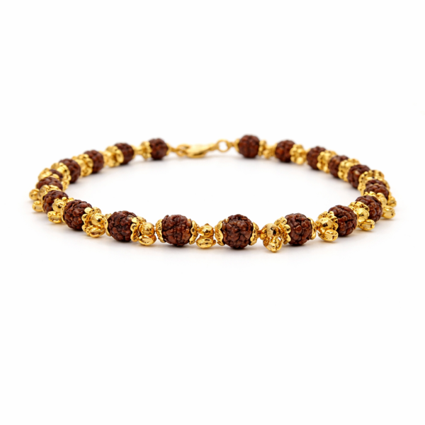Golden Capping Rudraksha Bracelet with ghunghru