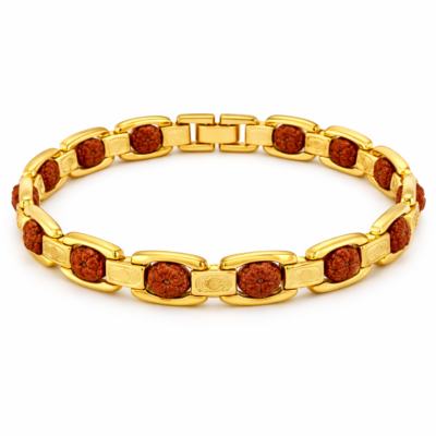 Gold Plated Rudraksha Bracelet For Men