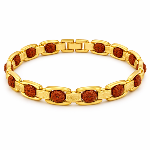 Gold Plated Rudraksha Bracelet For Men