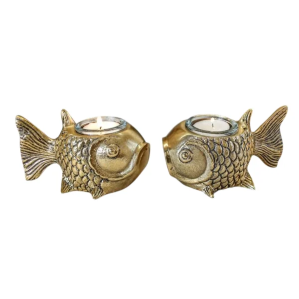 Metal Fish Candle Holder – Good Luck Home Decor Showpiece