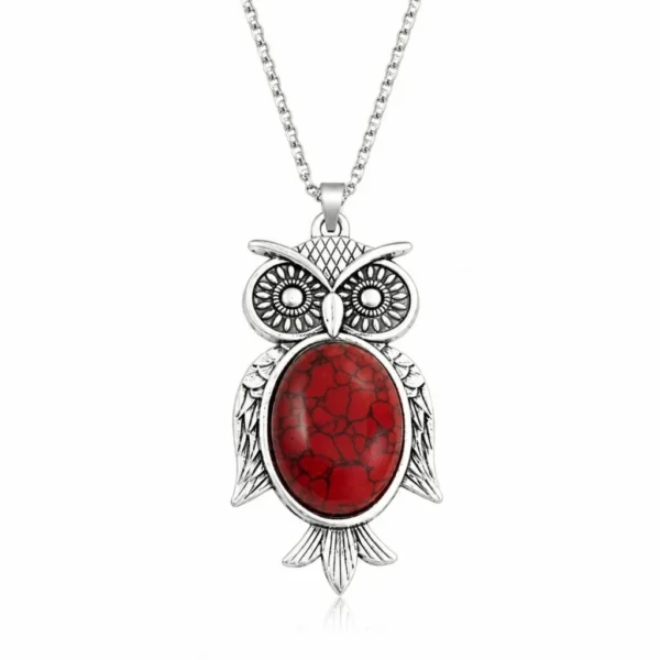 Red Garnet Owl Pendant