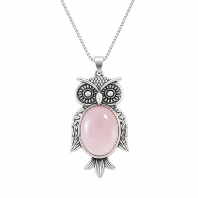 Rose Quartz Owl Pendant