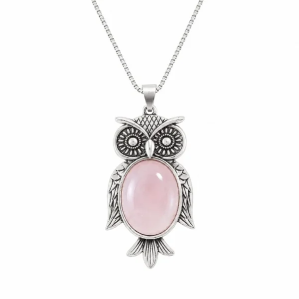 Rose Quartz Owl Pendant