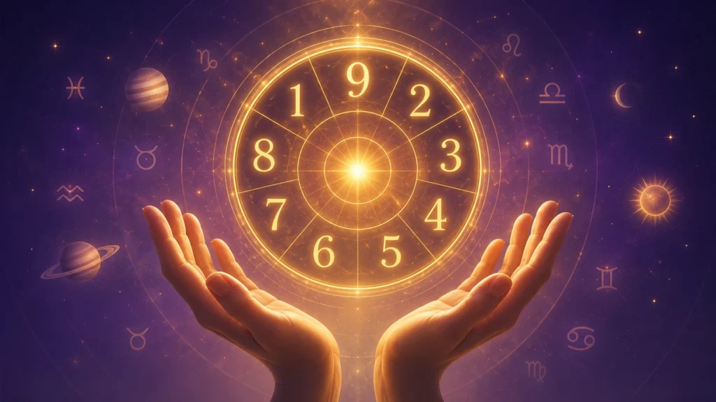 Hands holding a cosmic wheel