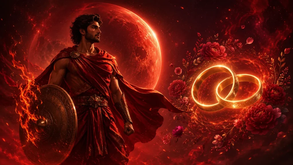 Heroic warrior in a fiery romance