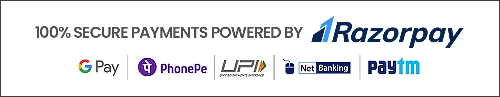 100% secure payments powered by Razorpay — Google Pay, PhonePe, UPI, Net Banking and Paytm accepted