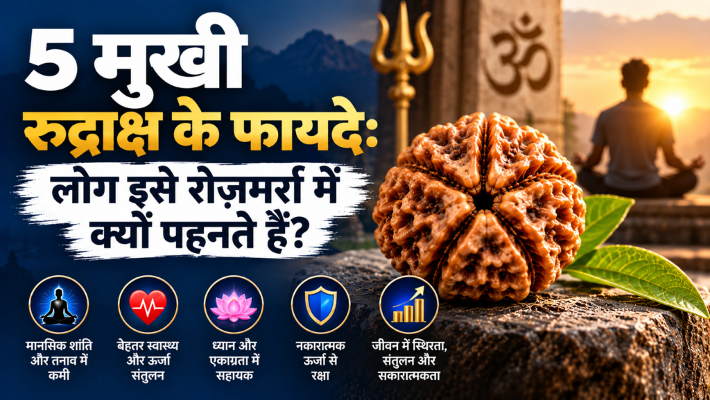5 मुखी रुद्राक्ष के फायदे: सबसे आम दाना, लेकिन असर बेहद खास