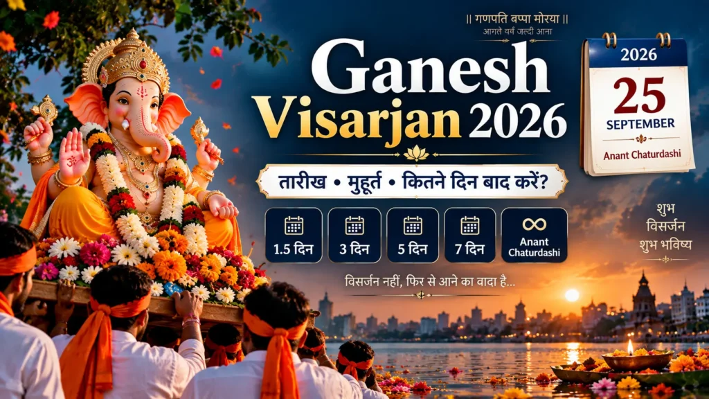 Ganesh Visarjan 2026: तारीख, मुहूर्त, कितने दिन बाद करें और नियम