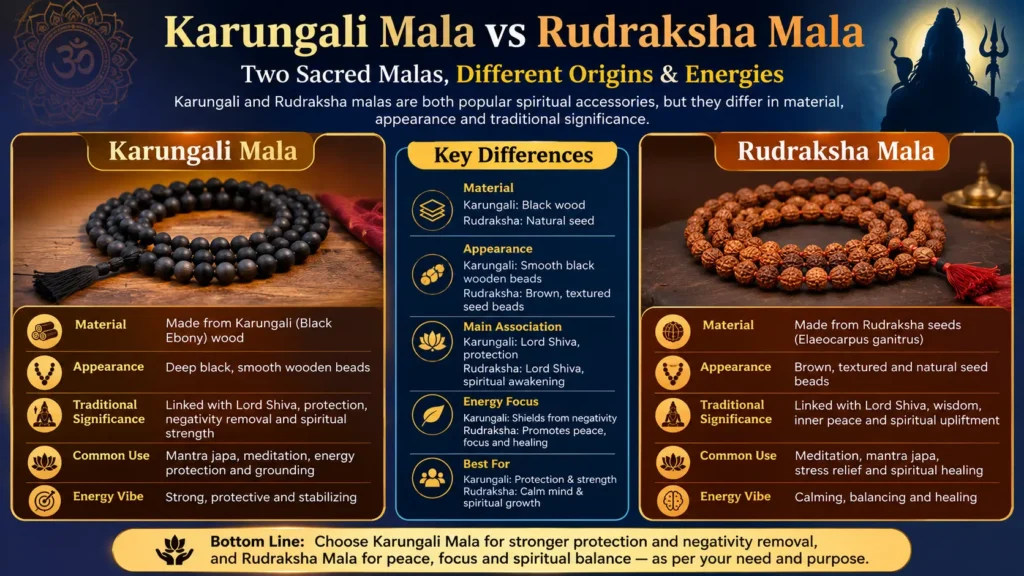 Karungali Mala vs Rudraksha Mala: What’s the Difference?