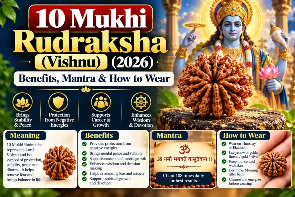 10 Mukhi Rudraksha (Vishnu) (2026): Benefits, Mantra & How to Wear