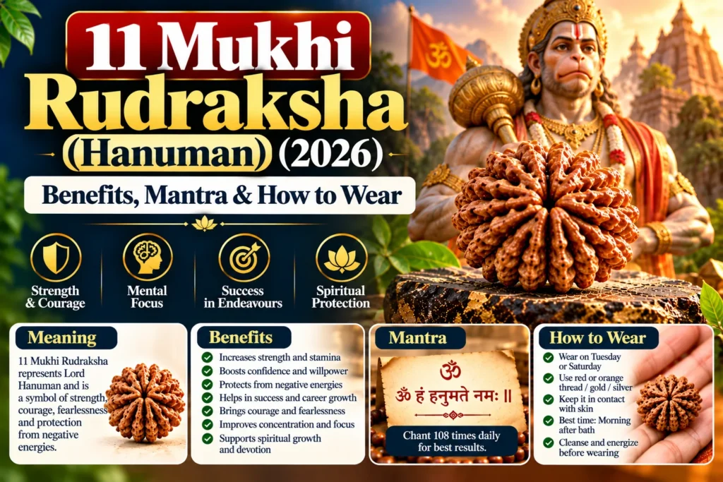 11 Mukhi Rudraksha (Hanuman) (2026): Benefits, Mantra & How to Wear