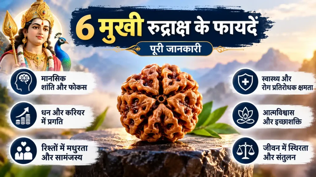 6 मुखी रुद्राक्ष के फायदे: पूरी जानकारी