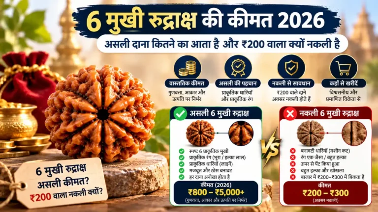 6 मुखी रुद्राक्ष की कीमत 2026: असली दाना कितने का आता है और ₹200 वाला क्यों नकली है