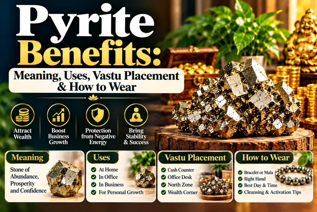 Pyrite Benefits: Meaning, Uses, Vastu Placement & How to Wear