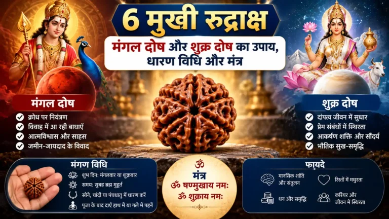 6 मुखी रुद्राक्ष: मंगल दोष और शुक्र दोष का उपाय, धारण विधि और मंत्र